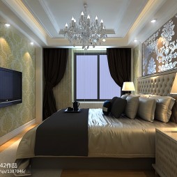 89平米简欧家装室内设计卧室枝型水晶灯吊顶装修设计案例