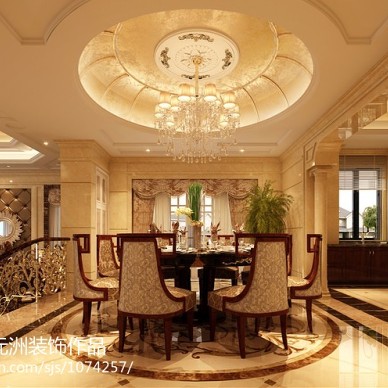 简欧别墅室内设计餐厅罗马柱装修设计案例