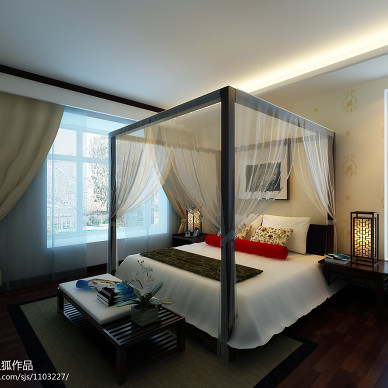 中式三居实木地板家居装修设计