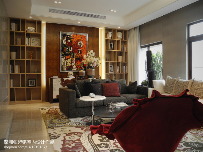 现代简约风格休闲区白灰色沙发室内装修效果图大全
