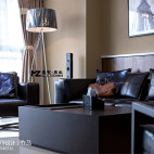 现代风格室内客厅黑色真皮沙发家居装修设计3000例