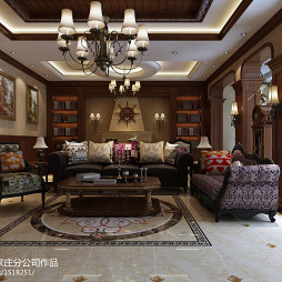 美式客厅古典花纹沙发装修效果图