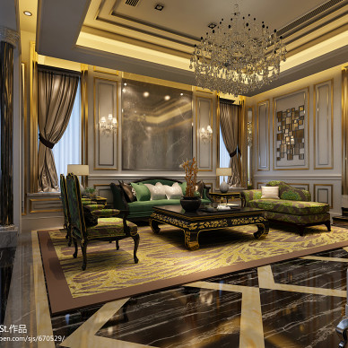 新古典家装客厅水晶吊灯设计