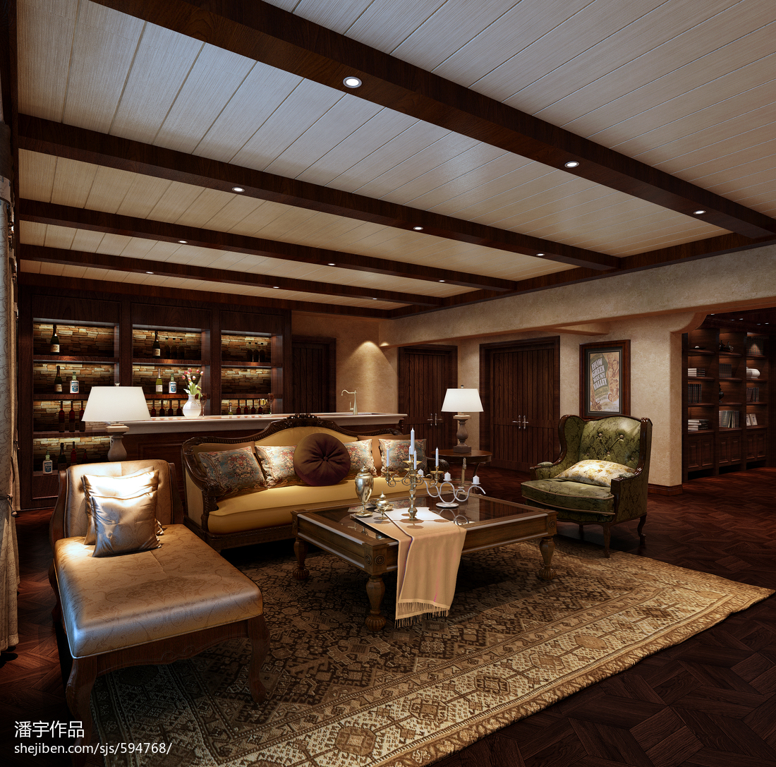 中式风格客厅吊顶装修设计效果图- 中国风