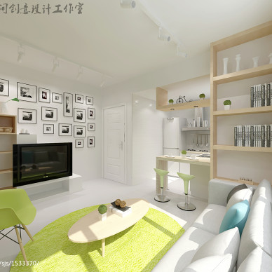 现代小户型家装客厅隔断设计效果图