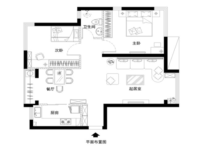90平米两居室婚房设计效果图