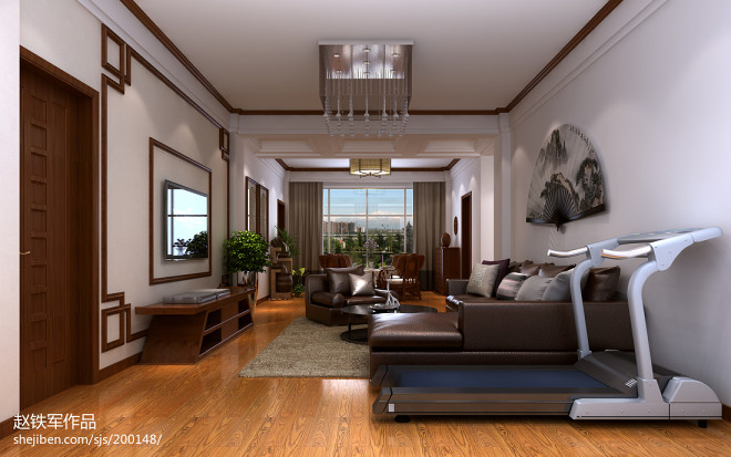 中式家装客厅复古沙发装修效果图