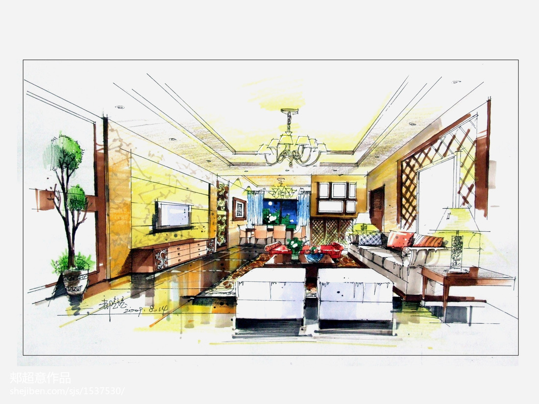 室内设计效果图马克笔手绘|空间|家装设计|李书妮 - 原创作品 - 站酷 (ZCOOL)