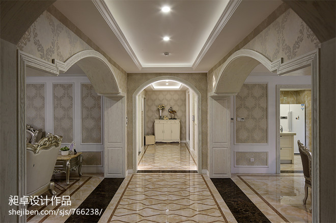 262平米欧式风格室内设计过道装饰墙纸效果图
