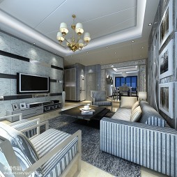 现代家装客厅条纹沙发效果图欣赏