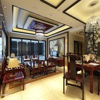中式家装客厅餐厅一体化吊顶造型欣赏