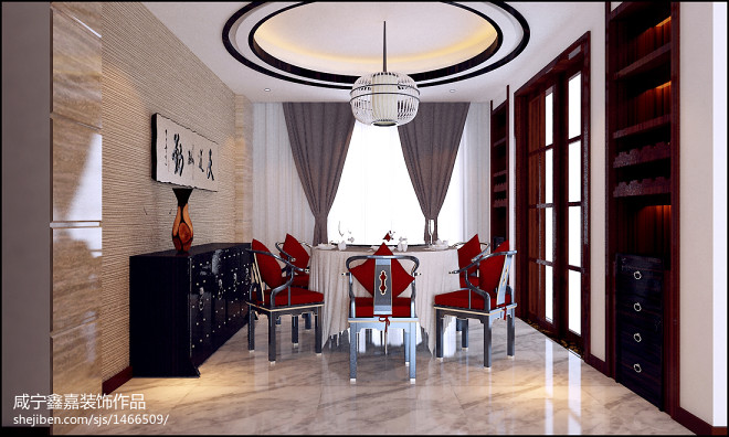 中式家用餐桌椅设计效果图