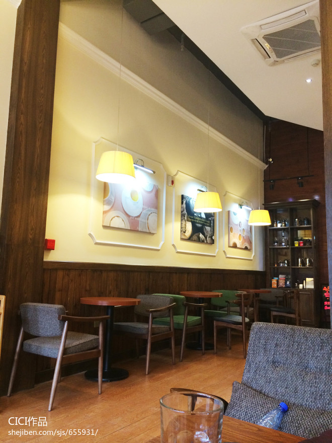 咖啡厅背景墙装饰画装修效果图