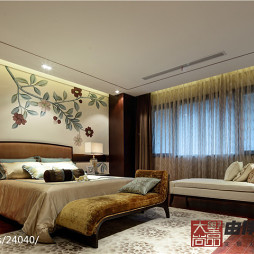 新中式风格卧室背景墙效果图