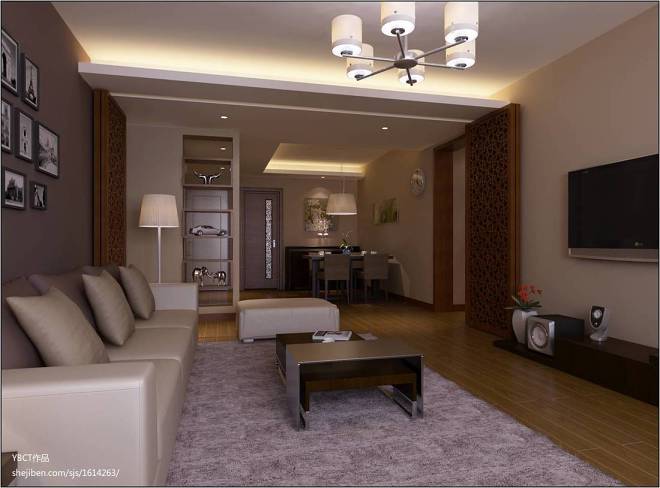 中式二居室客厅灯设计效果图