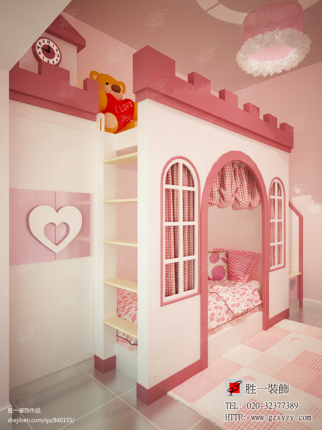 现代粉色房间装修图片