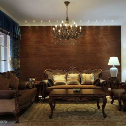 美式别墅设计客厅背景墙装修图片