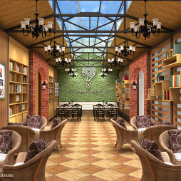 书吧咖啡厅吊顶装修设计