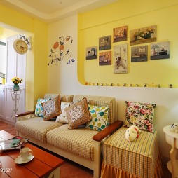 地中海混搭田园客厅沙发背景墙装修图片
