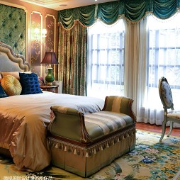 美式卧室窗帘装修图片