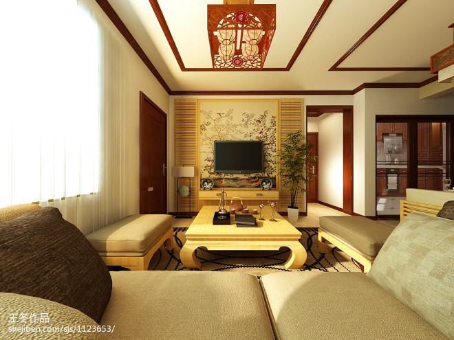 中式客厅布艺图片