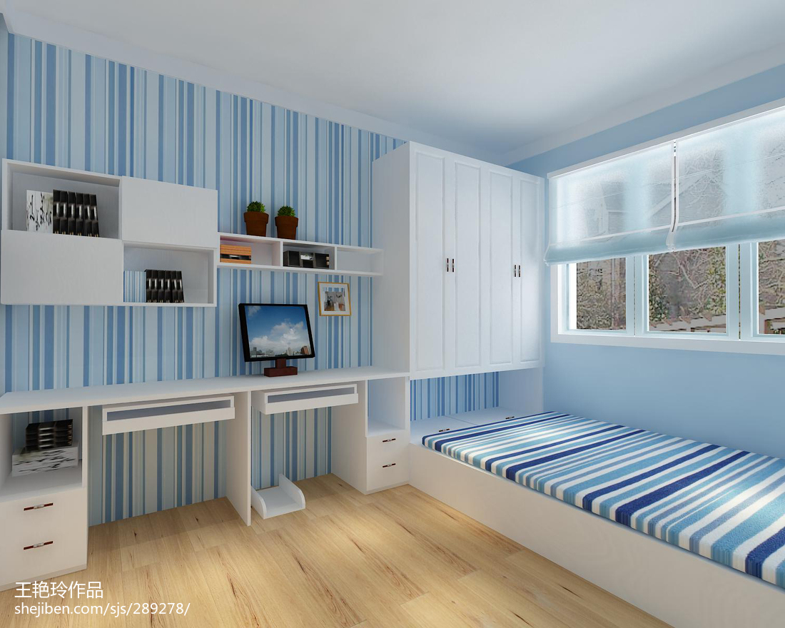 现代简欧式儿童房榻榻米loft卧室3d模型下载-【集简空间】「每日更新」