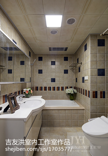 现代美式卫生间浴室置物架装修图片