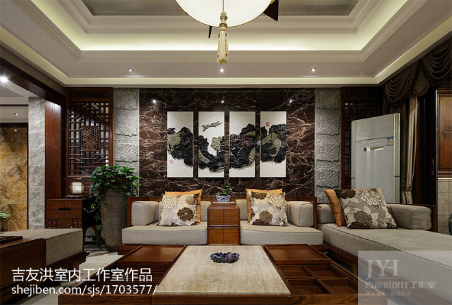 中式家装客厅背景墙设计