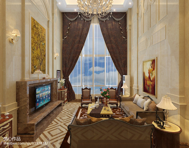 客厅高端设计效果图图片