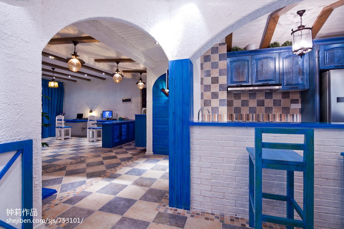 地中海餐厅马赛克瓷砖效果图片