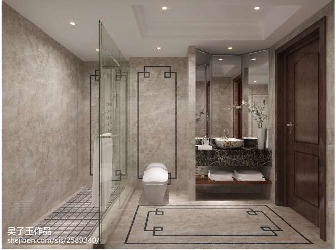 新古典风格浴室马赛克地砖效果图