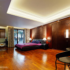 中式卧室柚木色地板装修效果图