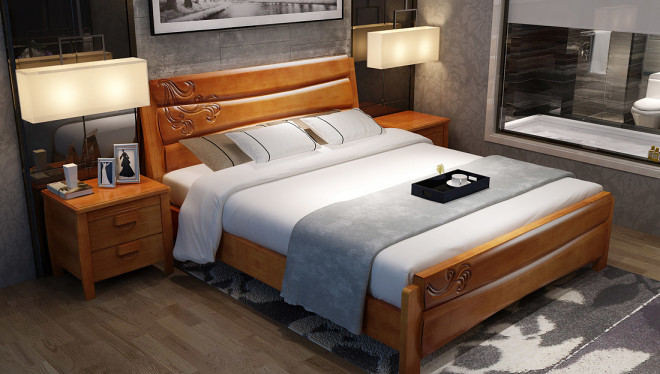 实木床系列,实木床效果图,实木家具3D效
