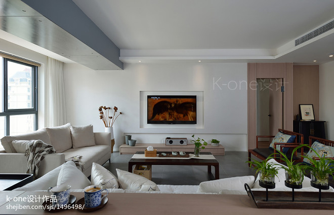 现代客厅白色家具图片