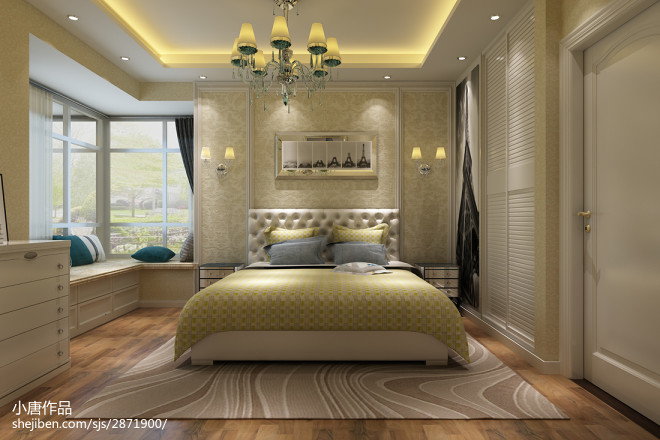 欧式风格卧室木质地板效果图