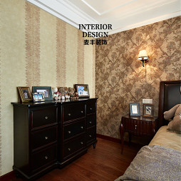 美式卧室背景墙设计装修效果图
