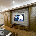 140平米新中式风格客厅电视墙装修效果图