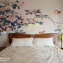 中式卧室背景墙装修图