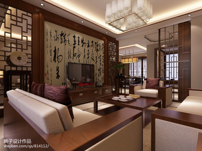 中式客厅仿古装修效果图