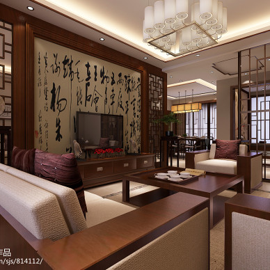 中式客厅仿古装修效果图