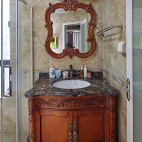 欧式古典风格卫浴洗手台装修设计