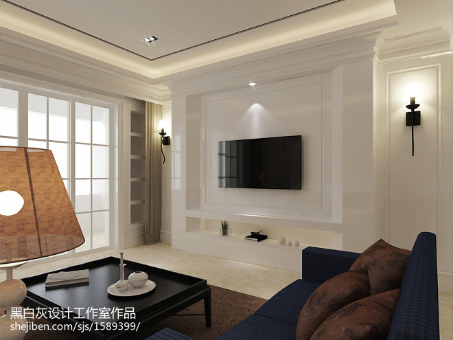 现代家装设计电视墙背景效果图