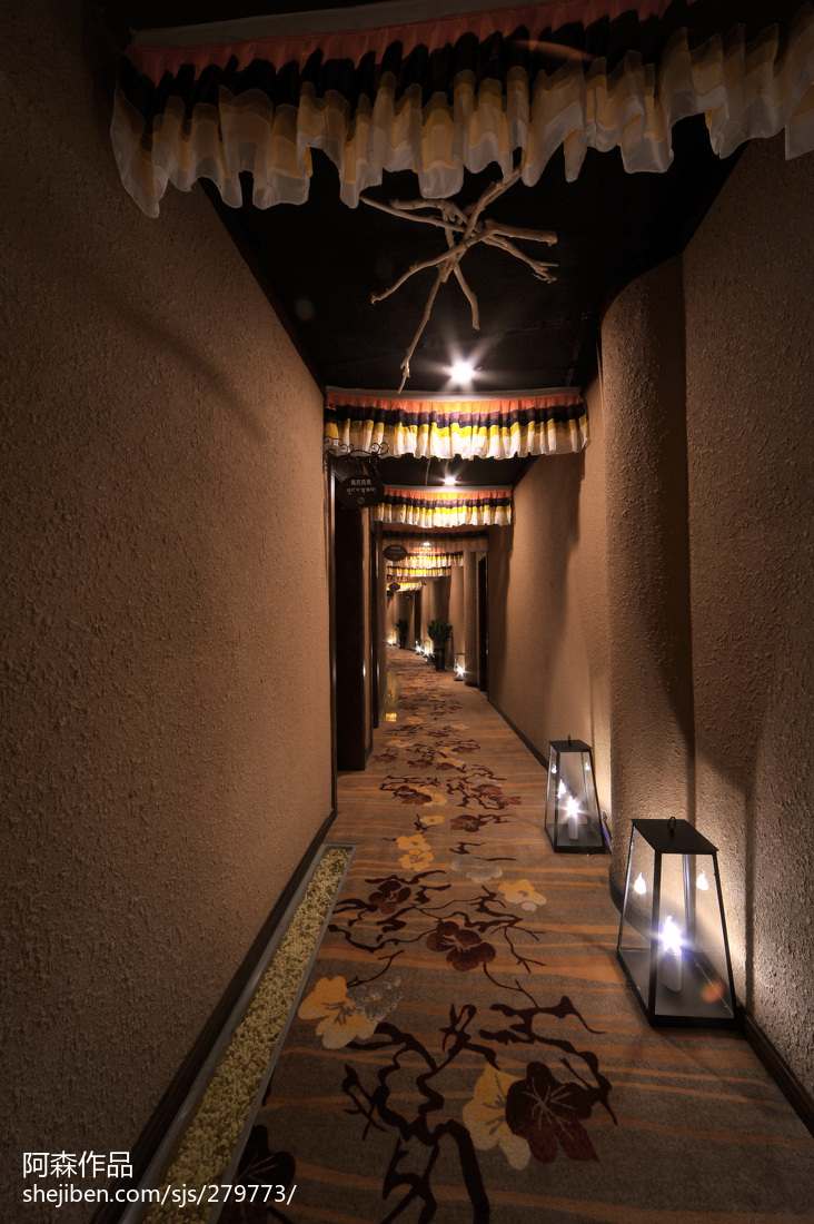 混搭风格度假酒店走廊设计