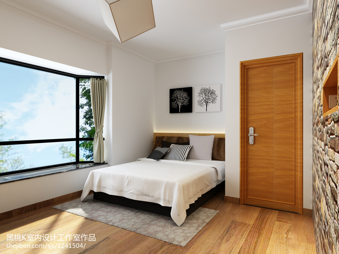 现代白色时尚卧室门装修效果图 – 设计本装修效果图