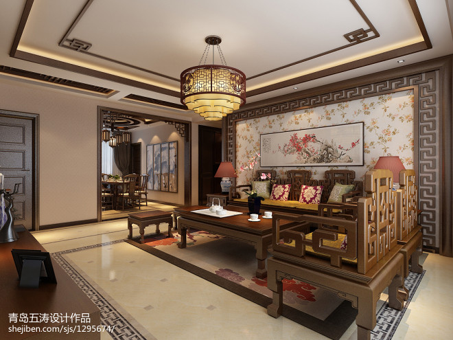 中式客厅室内装修效果图