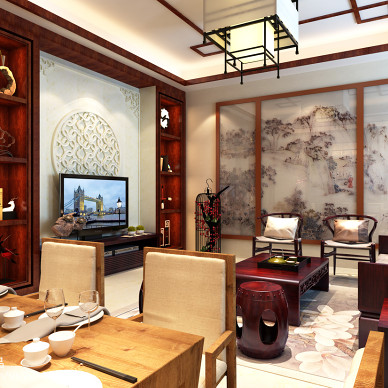 中式客厅设计效果图欣赏