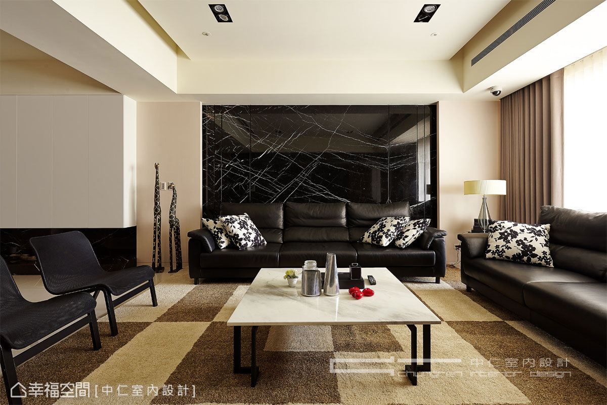 新中式样板间沙发背景墙装修效果图_齐家网装修效果图