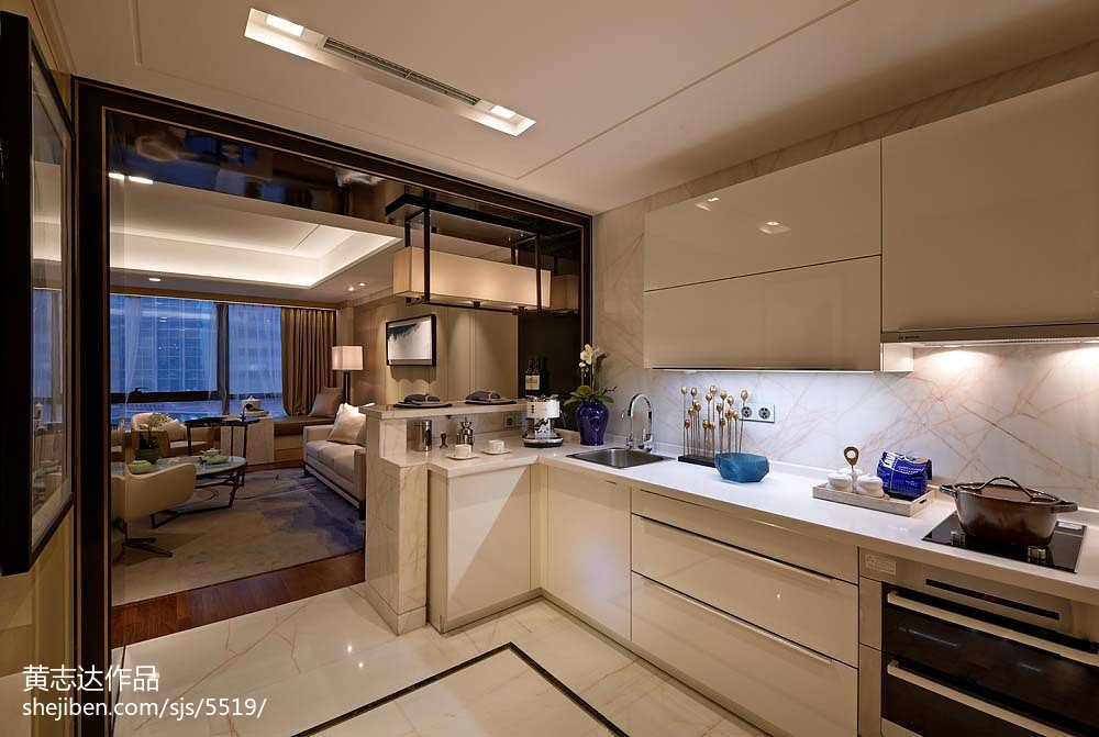 中式风格酒店式公寓厨房装修设计