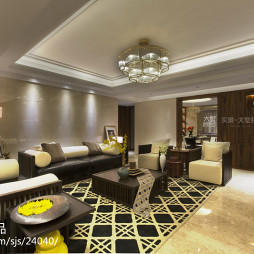 260平现代中式客厅装修设计