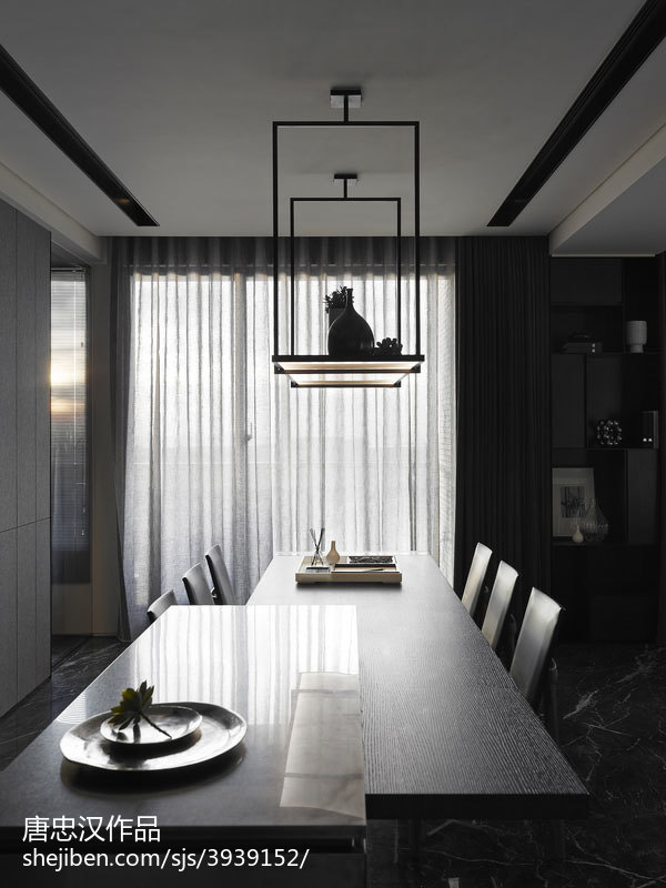 三居室现代风格餐厅窗帘设计